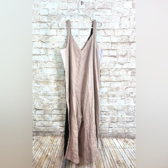 Myrah Penaloza Linen Playsuit in Clay/Black Stripe One Size - Picture 6 of 7